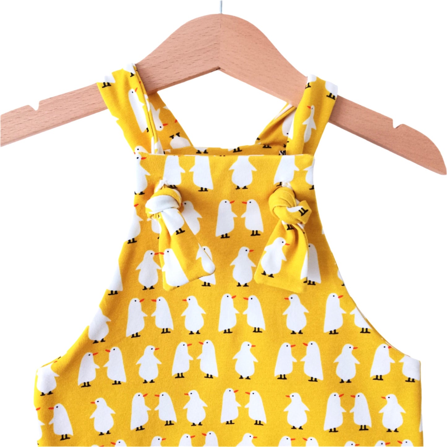 Yellow Penguins Short Dungarees