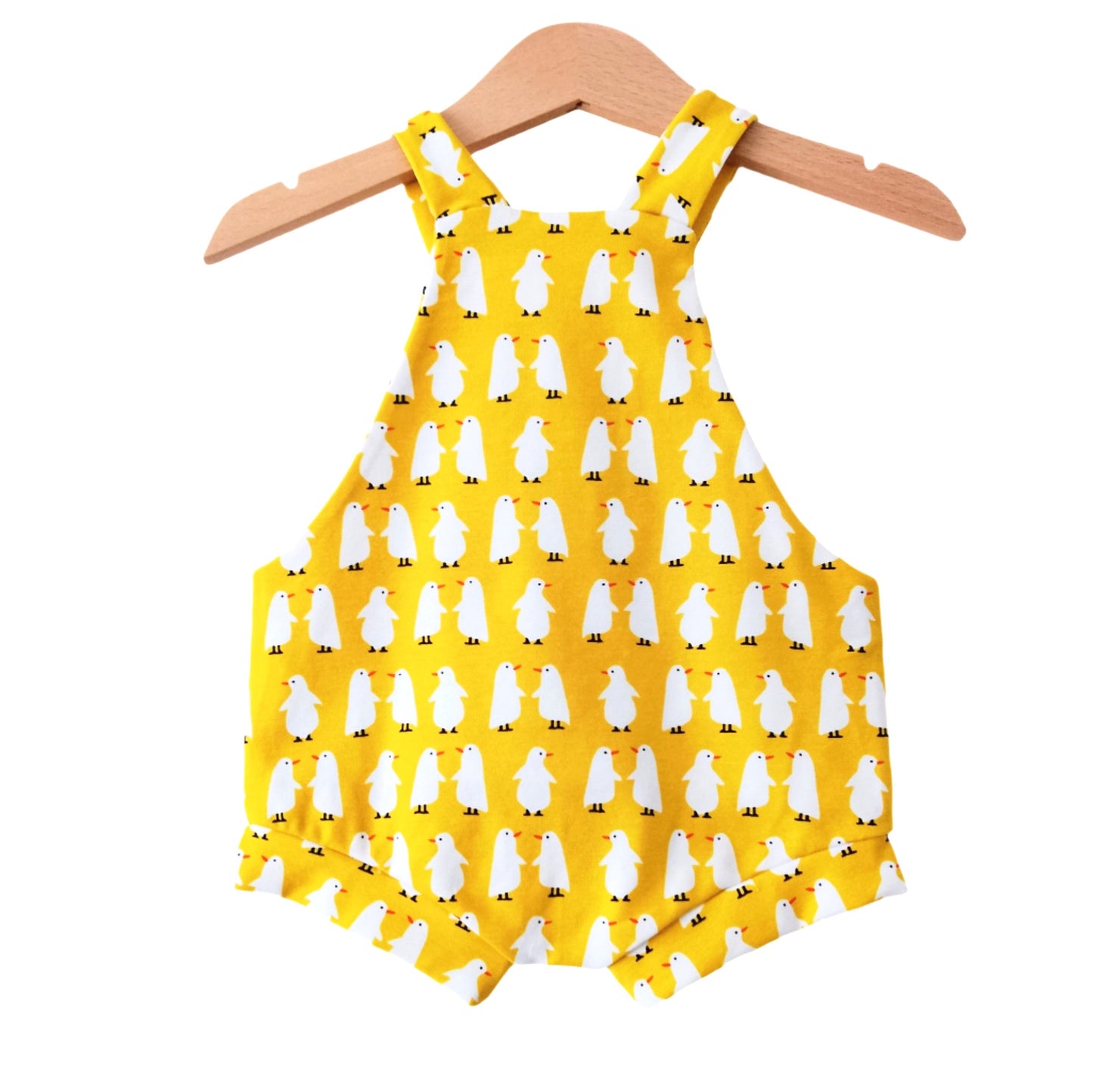 Yellow Penguins Short Dungarees
